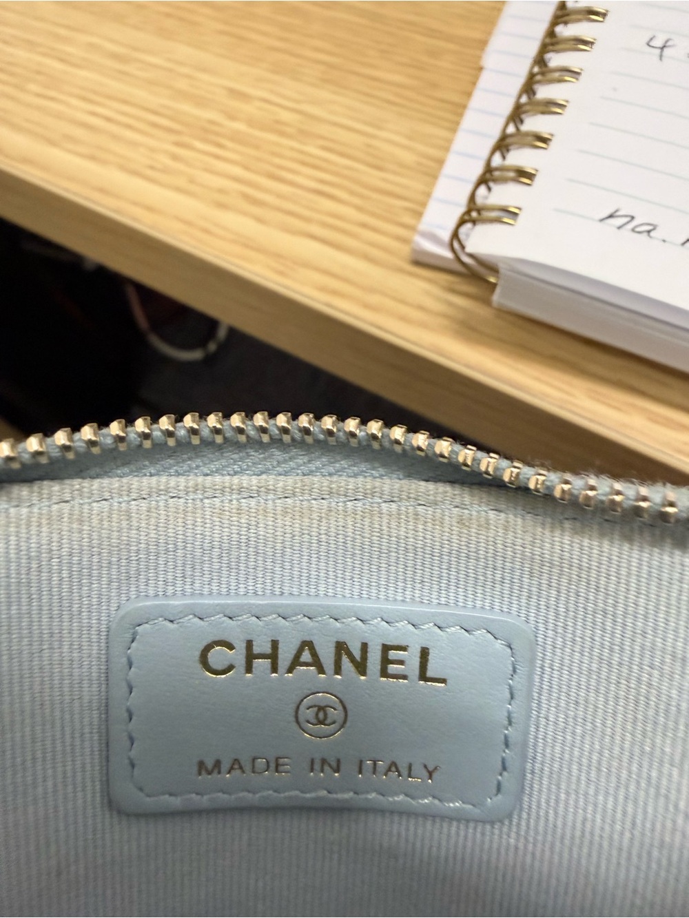 Authentic CHANEL Light Blue Quilted Leather Wallet with Gold Chain CC 👛🥰 - Picture 4 of 10